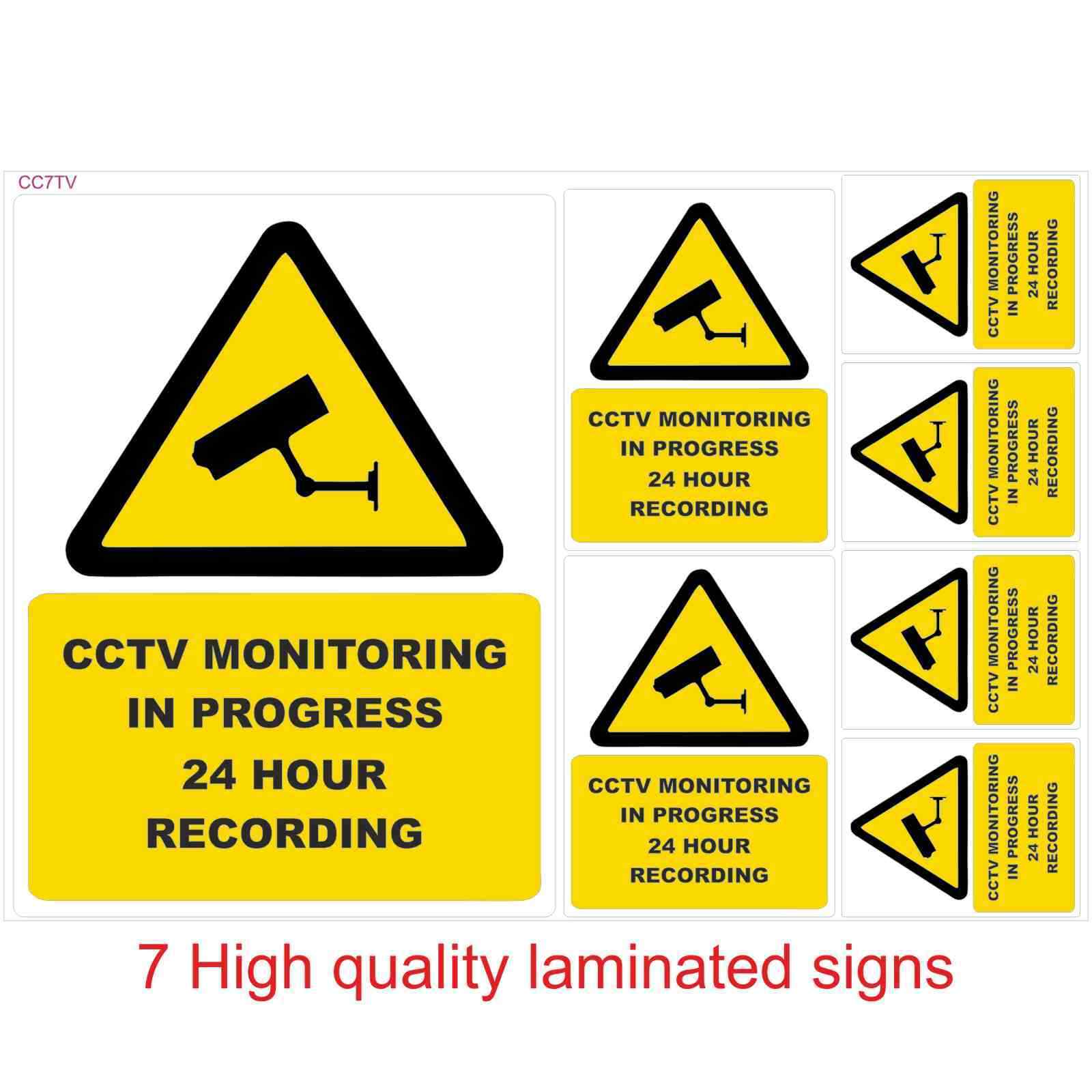 Set of At the price Max 81% OFF 7 CCTV Laminated Security Warnin Vinyl Camera Stickers