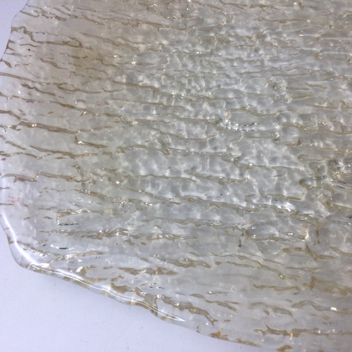 Crate and Barrel Texture Glass Serving Platter 14" Cream Gold - Picture 2 of 5