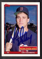 1990 Topps Tim Naehring Major League Debut Card #113 Autograph Signed Red Sox 