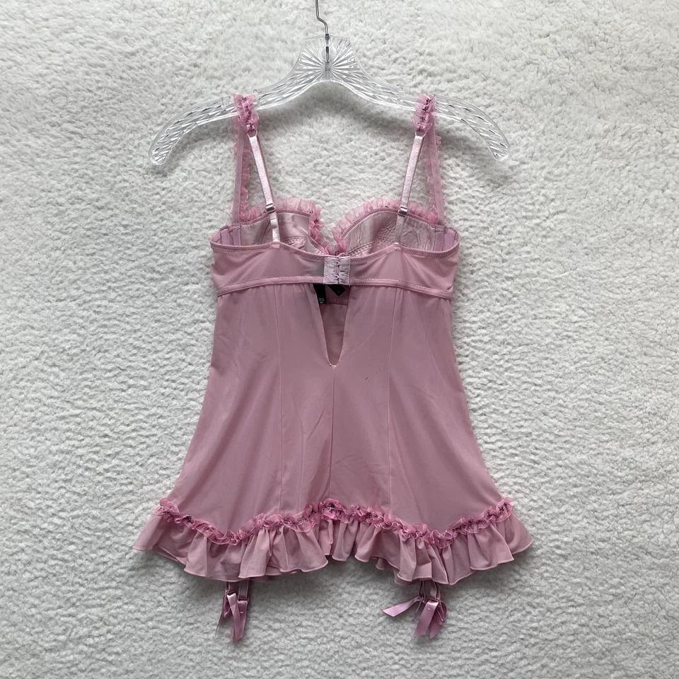 Y2K Vintage Victoria's Secret Camisola Slip 34C Pequeña Rosa Malla Coqueta Hada Foto 2 de 4