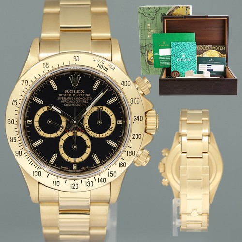 2023 RSC PAPERS Rolex Daytona 16528 Zenith Black Dial Yellow Gold E Serial Watch
