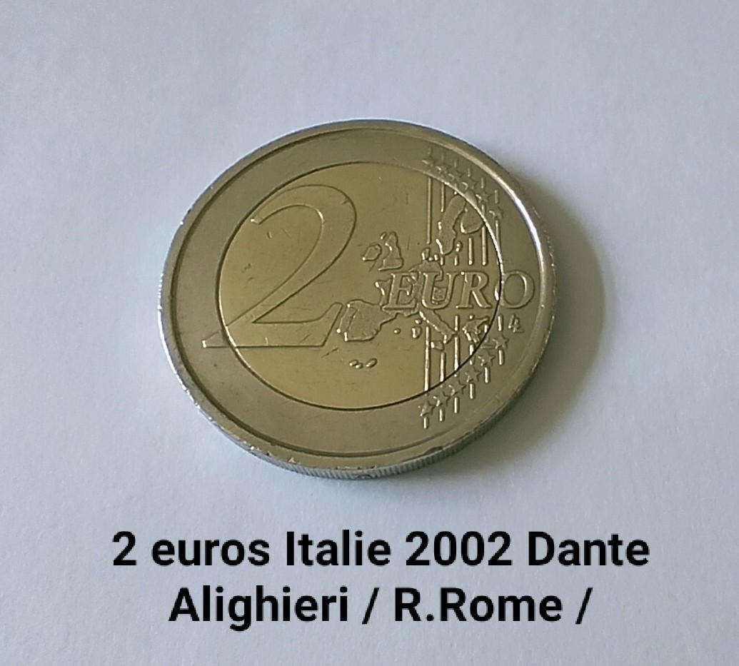 Pièce 2 Euro Dante Alighieri 2002 Valeur Pièce 2 Euros ITALIE 2002 Dante Alighieri /R .ROME /monnaie collection  Rare. | eBay