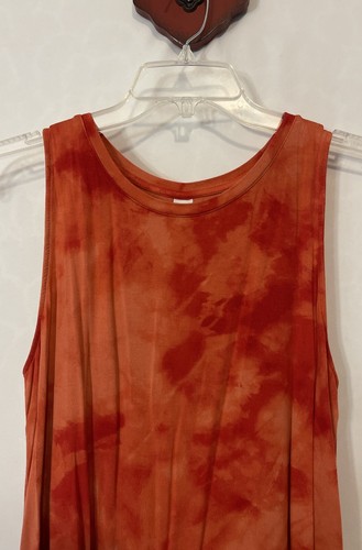 Old Navy Luxe Womens -Large Tall- Orange Tie-Dye Tunic Sleeveless Blouse! A611 - Picture 2 of 6