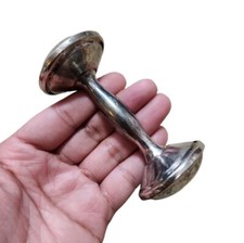 Vintage Silverplate Baby Rattle Dumbell