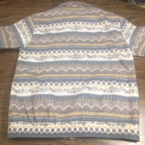 Vtg Haband Fleece Jacket Womens XL Southwestern Aztec Fair Isle Floral Full Zip - Picture 8 of 10