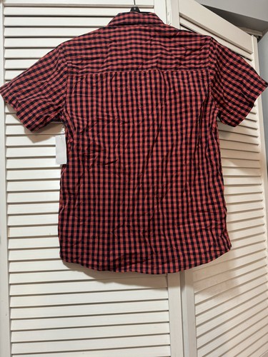SEARS Simply Styled Shirt Boys Plaid Red Button Down Short Sleeve Size M (10/12) - Picture 2 of 7
