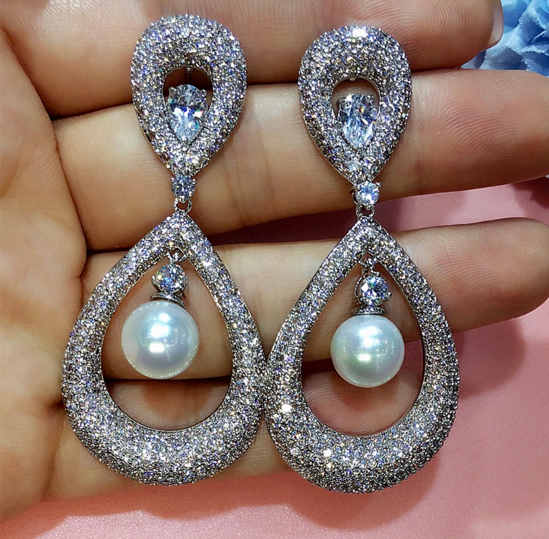 ピアス wing bling 14k gold set swarovski pearl earrings Swarovski Pearl Drop Earrings/ Pearl Drop Earrings/ Pearl