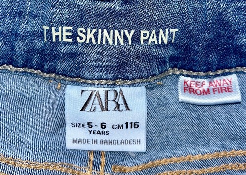 ZARA GIRLS SKINNY STRETCH JEANS SIZE 5-6 EXCELLENT COND LD5 - Picture 2 of 3