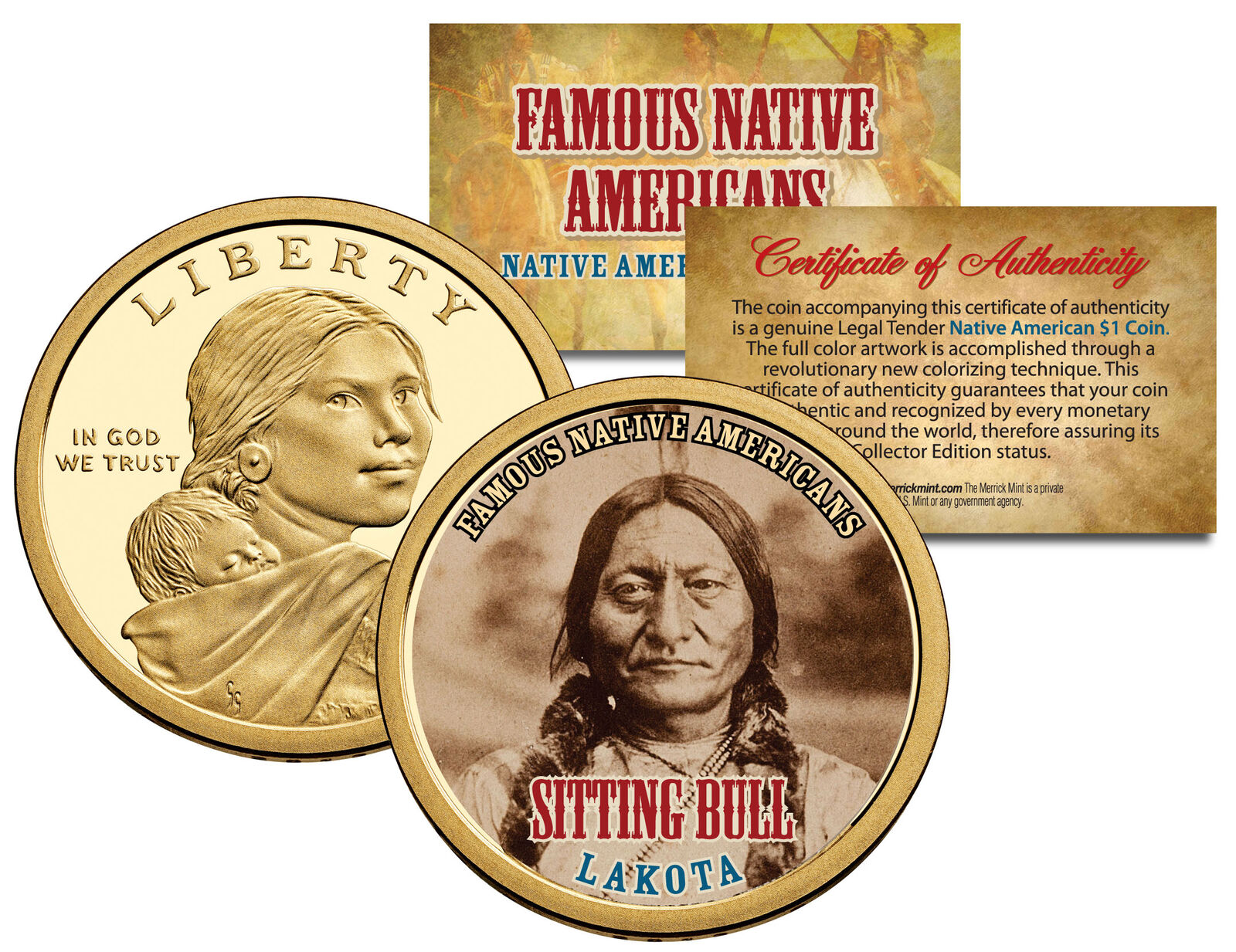 SITTING BULL *Famous Native Americans* Sacagawea Dollar US $1 Coin LAKOTA  Indian | eBay