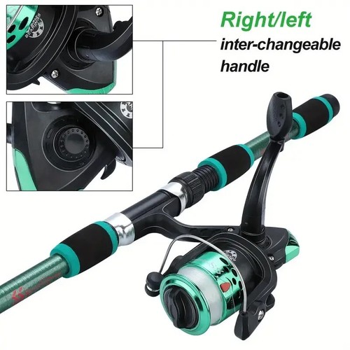 Fishing Pole Set Full Kits With Telescopic Fishing Rod Spinning Reel Baits Hooks - Picture 14 of 27