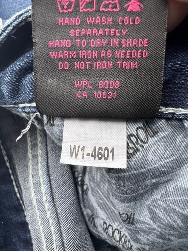 Rock & Roll Jeans Womens 31x34 Cowgirl Bootcut Mid Rise Dark Blue Denim Western - Picture 13 of 14
