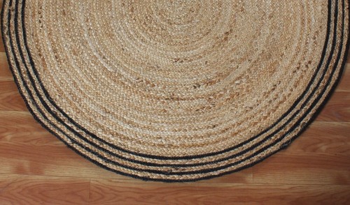 Rug Natural Braided jute Round Reversible Carpet Modern Rustic look Living Rugs - Picture 4 of 9