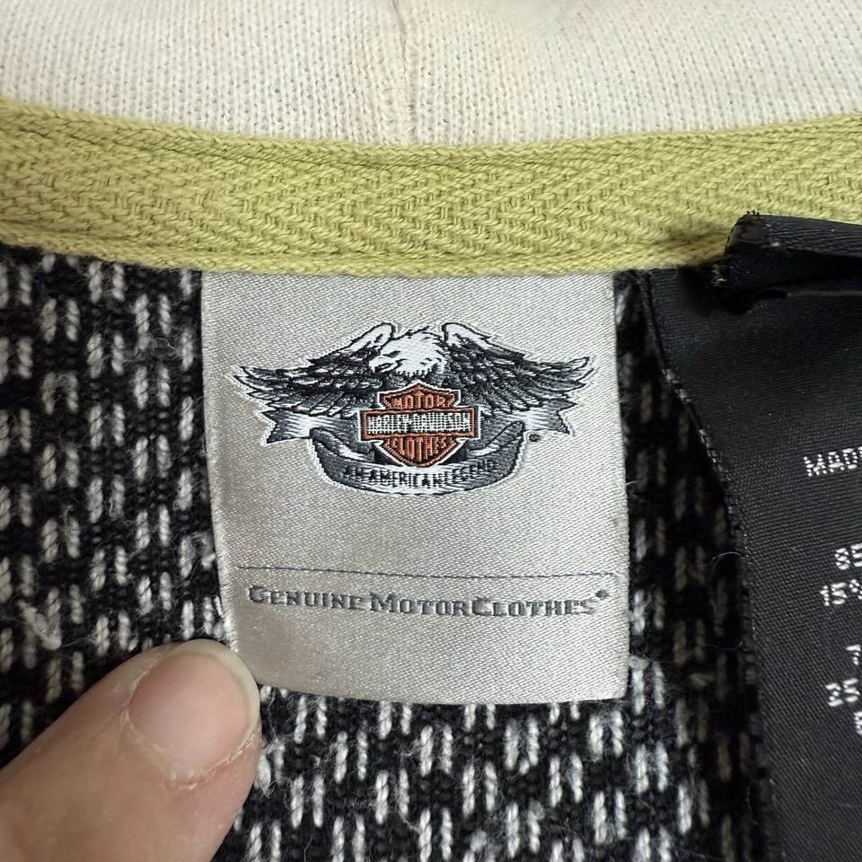 Harley Davidson Girls Ivory Gray Embroidered Asymmetrical Zip Jacket Size L - Image 4 of 4