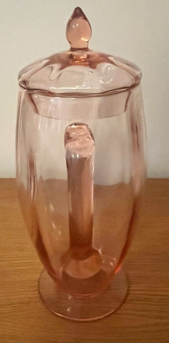 Vtg Tiffin Pitcher Jug with Lid 14194 Wide Panel Optic Pink 1930s Rare - Picture 2 of 14
