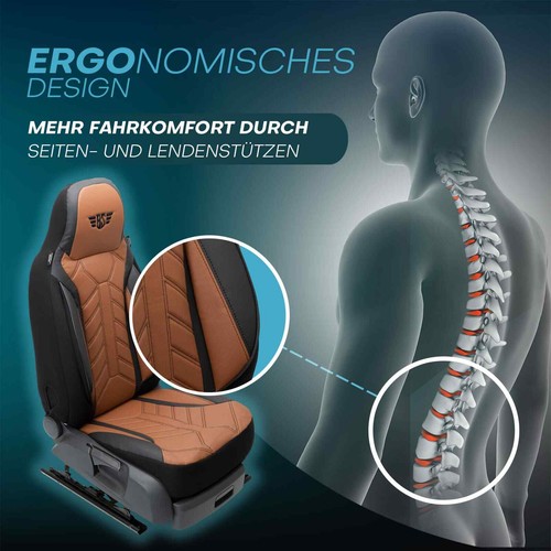 Fundas de asiento de autocaravana Pilot adecuadas para Compass Casita 450 (negro-marrón) - Imagen 5 de 12