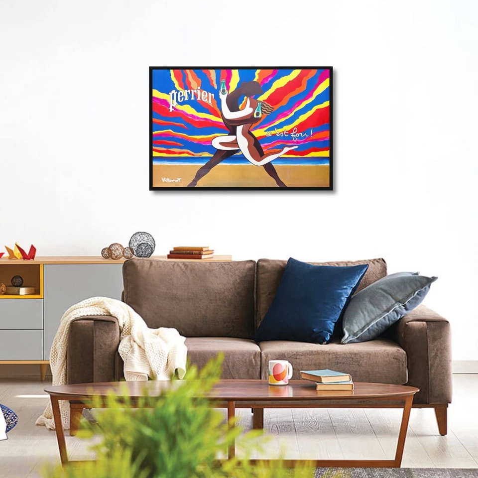 Póster de bebida vintage, pareja bailando Perrier por Bernard Villemot, 1980 Foto 3 de 4