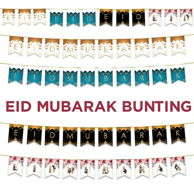 Eid Mubarak Wimpelkette - Navy Schwarz Gold Floral - Eid Party Deko - MM 21