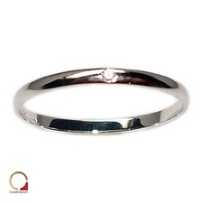 Anello uomo in oro bianco fede con diamante solitario da donna per fidanzamento