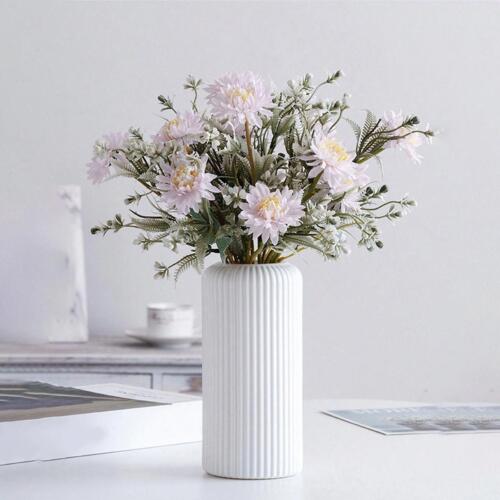 Jarrón de plástico a rayas tipo cerámica - Expositor decorativo de arreglos florales - Imagen 7 de 13