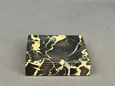 Vtg Black & Gold Marble Vide Poche Dish or Ashtray by Vermarco Vermont Marble Co