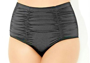 Swimsuits-for-All-High-Waist-CONTROL-Shirred-Ruched-Swim-Bottoms-BLACK-NWT-16