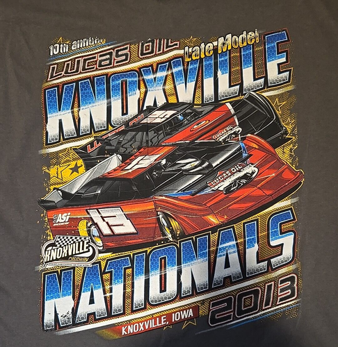 Men XL Gildan Lucas Oil 10th Annual Knoxville Late Model Nationals Gray T-Shirt - Picture 7 of 9