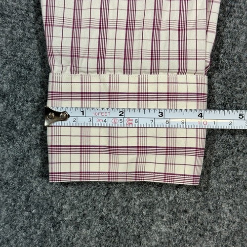 Bonobos Shirt Men 15 Small White Burgundy Plaid Slim Fit Wrinkle Free Stretch - Picture 10 of 13