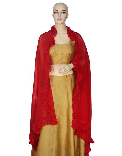 Dupatta Chunni Scarf Plain Ruffle Frill Semi Chiffon Stole Hijab Veil For Women - 第 10/36 張圖片