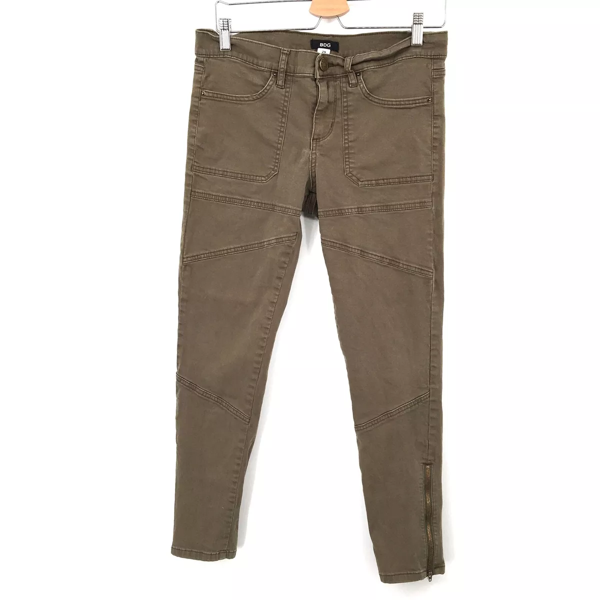 BDG retro Skinny leg Ankle Zip Jeans Olive Drab mid rise moto