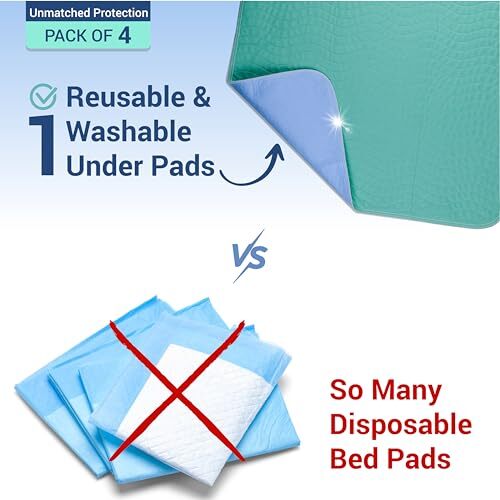 Epicessentials Confezione 4 Cuscini Letto Impermeabili per Incontinenza 34 x 36 Pollici Trapunta... - Foto 5 di 8