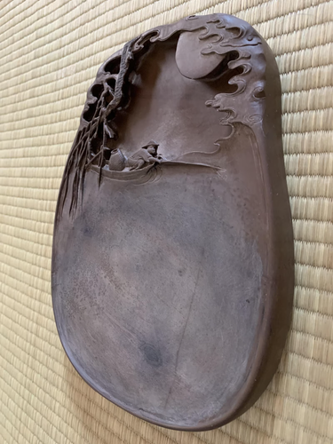 Antica calligrafia Songkeng Duan Inkstone Pescatore Pesca al chiaro di luna - Foto 3 di 19