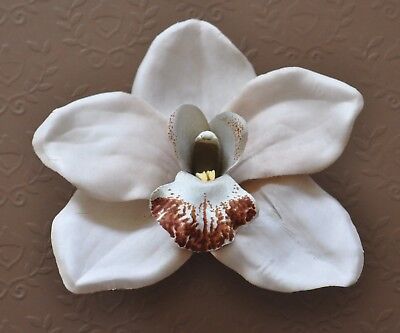 4.5/" Pale Light Pink Orchid Silk Flower Hair Clip Luau Wedding Cruise Tropical