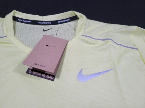 Nike Men’s Dri Fit Miler Running Training Shirt AJ7565-331 Reflective Yellow - Picture 4 of 10