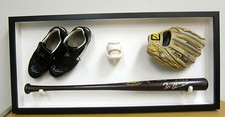 FRAMED TOM GLAVINE NIKE BASEBALL SHOES-MIZUNO GLOVE-BALL-BAT LOUISVILLE SLUGGER 