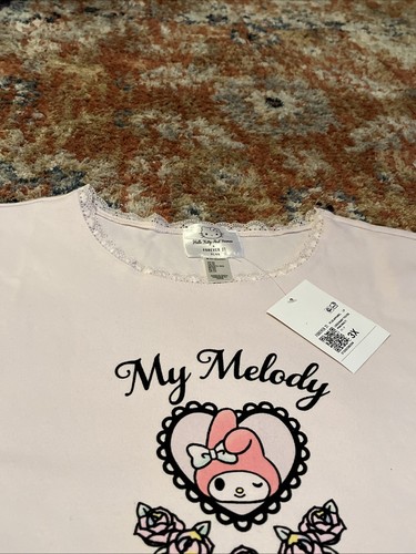 NWT Hello Kitty & Friends X Forever 21 Plus My Melody Lace Trim Baby Tee 3X - Picture 9 of 13