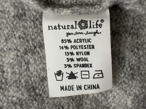 Natural Life Open Knit Cardigan sz S/M Gray Heather Floral Long Sleeve EUC - Picture 7 of 7