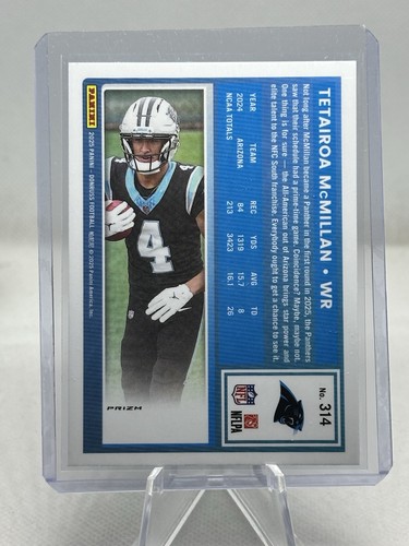 2025 Donruss Tetairoa McMillan Rated Rookie #314 Optic Preview Holo Prizm SP RC - Picture 2 of 9