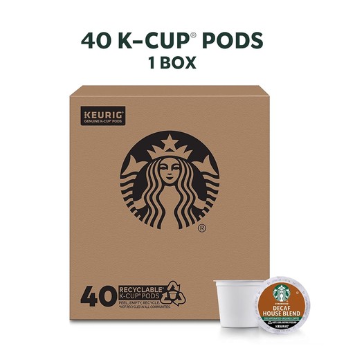 Starbucks Cialde Caffè Decaffeinato K-Cup, Miscela Casa per Birrai Keurig, 1 Scatola (40 Cialde