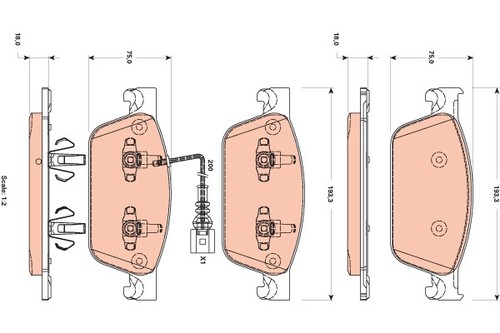 BRAKE PAD SET, DISC BRAKE FOR VW TRW GDB1887 - Bild 2 von 8