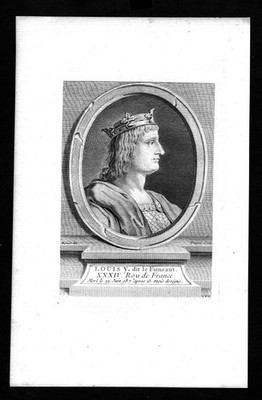 Louis V der Faule König Franken Karolinger engraving Kupferstich Portrait  81745