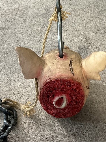 Hanging Severed Pig Head Prop Spirit Halloween Rope/Chain - Picture 9 of 12