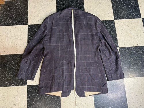 VTG Brooks Brothers Linen Sport Coat Mens 48 R Dark Plum Plaid Windowpane Jacket - Picture 9 of 10