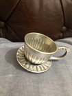 Vintage Silver Tone Tea Cup & saucer Christmas Tree Ornament