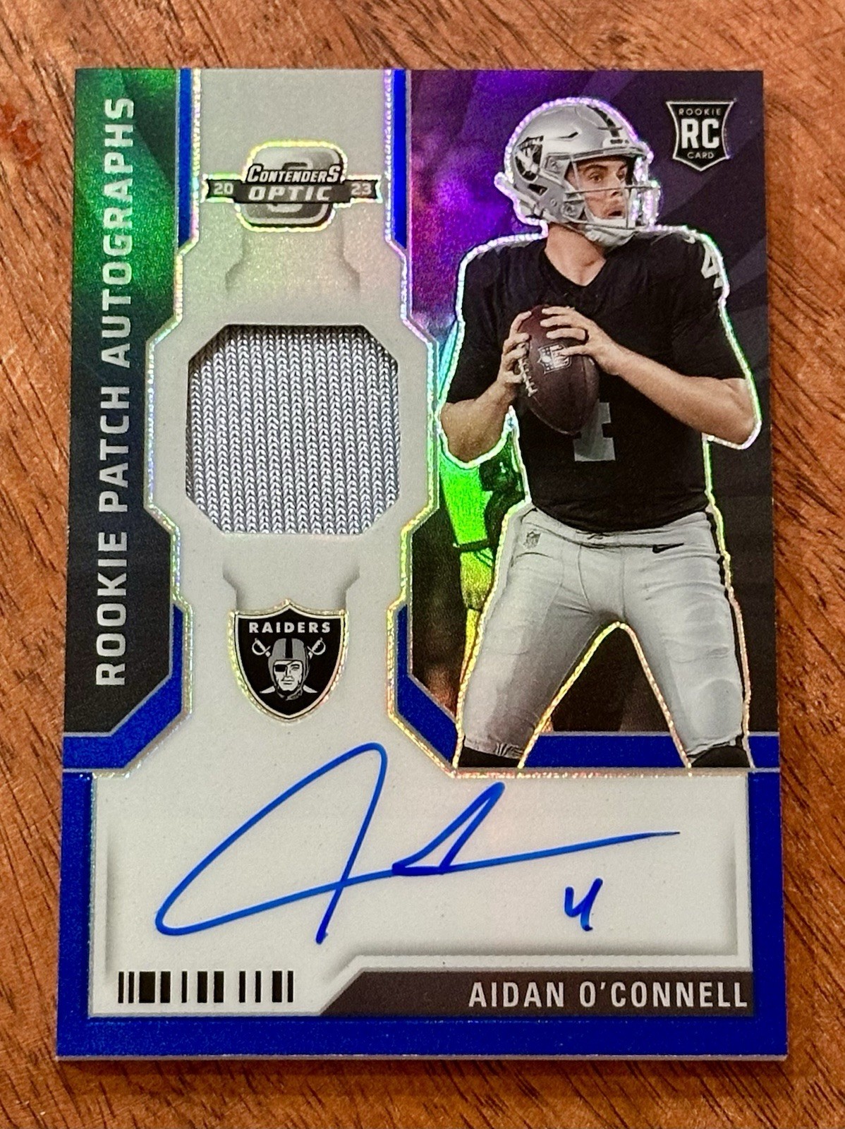 AIDAN O'CONNELL 2023 CONTENDERS OPTIC RPA ROOKIE PATCH AUTO /50 Blue