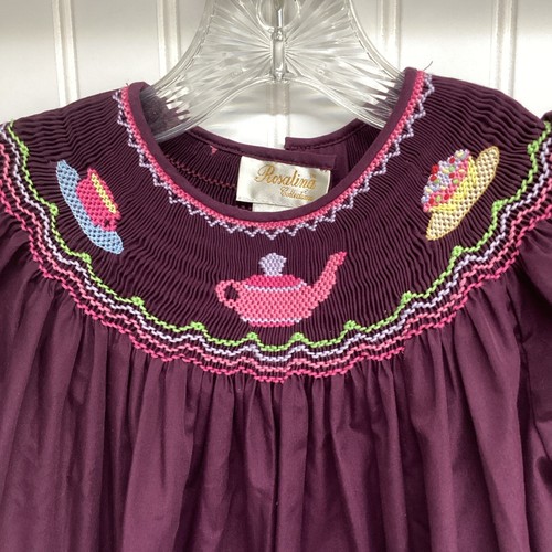 Rosalina Collections Gesmoktes Kleid 2T Teekanne Cupcake Lila Partykleid Girly B - Bild 2 von 5
