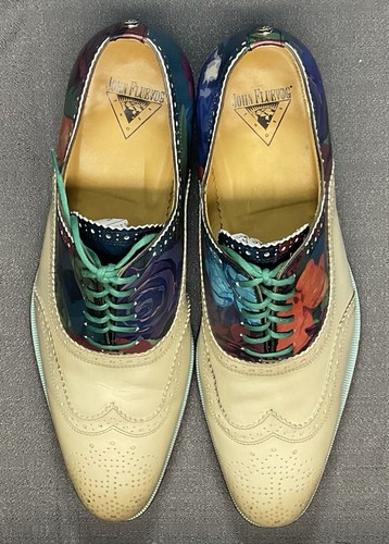 John FLUEVOG AMATRICE Portogallo Brogue floreale punta alare Oxford uomo 10,5 - Foto 6 di 24