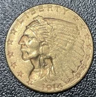 1914 D Indian Head Quarter Eagle $2.5 Dollar Gold Coin Circulated