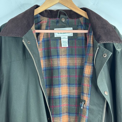 VTG LL Bean Chore Coat Mens XLT Green Flannel Lined Barn Field Jacket Corduroy - Picture 2 of 14