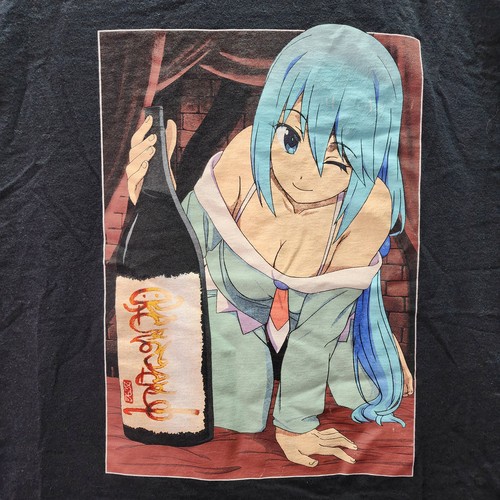 Konosuba Aqua Sake Anime T-Shirt 2XL Black Crunchyroll Official Licensed Rare - Picture 3 of 10