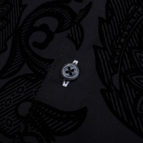 INC International Concepts Paisley Shirt Men's 2XL Flocked Velvet Textured Black - Picture 8 of 10